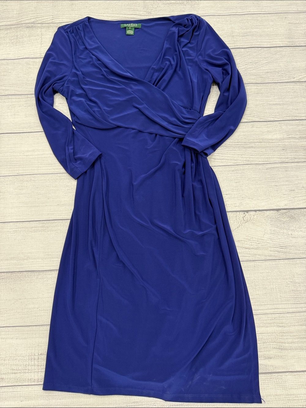 Lauren Ralph Lauren Blue Faux Wrap Jersey Dress Size 10